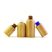 Botol minyak esensial kaca cangkang bambu ramah perjalanan botol kaca lengan bambu ramah lingkungan untuk minyak aromaterapi