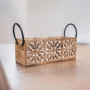 Porte-serviettes en papier multifonctionnel moderne, sur pied, en bambou massif, écologique, imperméable, non pliable - Product Image 6