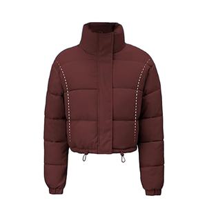 เสื้อแจ็คเก็ตครอปท็อปแบบสั้นสำหรับผู้หญิง  ผ้าถักกันน้ำ ระบายอากาศได้ดี  ซิปยาวเต็มตัว  พร้อมโลโก้ด้านหน้า  แบบสวมใส่สบายๆ - Product Image 5