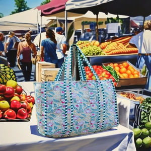 Sac fourre-tout matelassé à la main, best-seller, magnifique sac de shopping pour femmes, en coton Kantha fait à la main, plage, été, fermeture éclair - Product Image 4