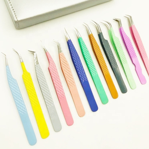 Stainless Steel Eyelash Extension Tweezers <b>Set</b> with Pink and Gold Fiber Tips Anti-Magnetic & Durable for Volume Lash Extensions - Product Image 6