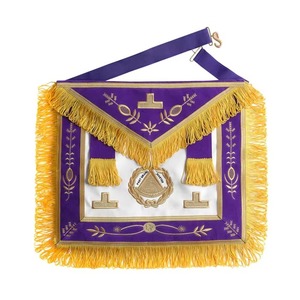 Cinturón de Antiguo Gran Maestro de la Logia Azul - Terciopelo Morado con Emblema y Corona Dorados, Estilo Étnico, Todas las Temporadas MAP-0080 - Product Image 1