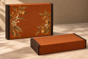 Caja de Embalaje Tipo Libro con Bisagras para Perfume de Azafrán y Cítricos Personalizado - Product Image 5
