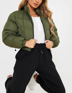 Stylish Winter Crop <b>Top</b> Puffer Ladies Custom Logo Embroidered Short <b>Bubble</b> Jacket Detachable Collar Lightweight Polyester Cold - Product Image 6