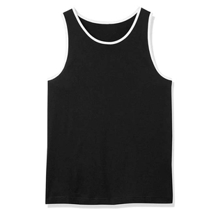 Camiseta sin Mangas Negra para Hombre con Ribete en Contraste, Chaleco Deportivo Informal para Gimnasio, Entrenamiento, Verano, Aire Libre y Uso Diario - Product Image 1