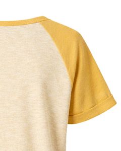 Beige Yellow Women T <b>Shirt</b> Short Sleeve Henley Neck Raglan Tee Soft Cotton Casual Summer Top Comfortable Daily Wear Stylish - Product Image 3