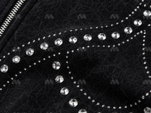Sudadera con capucha negra con cremallera y diseño de diamantes, estilo urbano para hombre - Product Image 6