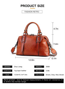 Bolso Tote de Cuero Genuino Negro Premium, de Alta Calidad, Estilo Vintage, con Cierre, Diseño con Tachuelas, Forro de Lona, para Uso en Oficina, para Damas - Product Image 4