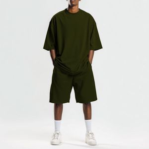 Conjuntos de Ropa de Diseñador para Hombre, Verano 2026, Pantalones Cortos Modernos, Manga Corta, 100% Algodón, Alta Calidad, Camiseta Holgada con Hombros Caídos - Product Image 2