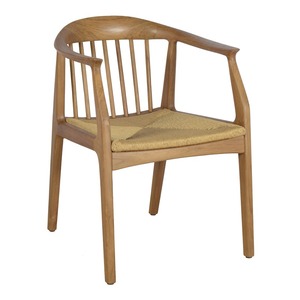 Handcrafted Solid Teak Wood Dining Chair Ergonomic Spindle Back Design Waterproof Upholstered Natural Rattan <b>Rope</b> Modern - Product Image 5