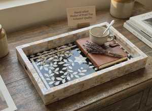 Plateau de rangement de luxe incrusté de perles, motif personnalisé, mosaïque de nacre, organisateur pour coiffeuse, chambre et décoration intérieure - Product Image 3