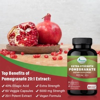 Meelefu Premium Capsules d'extrait de grenade Complément alimentaire pour le programme de vieillissement de la santé avec 40% d'acide ellagique