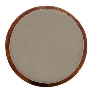 Handcrafted Wooden Round Top <b>Stool</b> <b>with</b> Cushion Honey Finish Multipurpose Side <b>Table</b> Footrest for Living Room Bedroom Lounge - Product Image 2