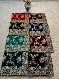 Heavy Georgette Saree with Crystal Stonework, Real Zari Cutwork, Full Floral Jaal & Partywear Blouse Winter Festive Pick - Product Image 5