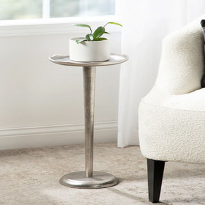 Modern Metal Pedestal Drink <b>Table</b> <b>Round</b> Minimalist Design Indoor Living Room Metal <b>Side</b> <b>Tables</b> - Product Image 3
