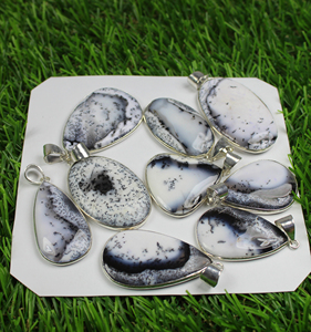 Magnifique pendentif en agate dendrite naturelle, serti dans un cadre en argent sterling, collier cadeau unique, toutes formes disponibles - Product Image 5