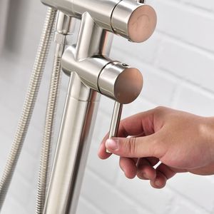Rubinetto Monocomando per Vasca da Bagno Freestanding e Doccetta a Mano, Montaggio a Pavimento (Nero Spazzolato) - Product Image 5