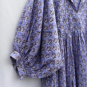 Beautiful floral Cotton Block Printed dress Dress For Casual wear Hand Block Printed Dress - Product Image 4