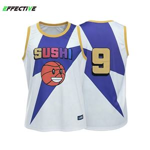 Maillot de basket-ball personnalisé de haute qualité, motif en twill, imprimé par transfert thermique, respirant, pour les sports de plein air - Product Image 1