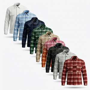 Camisa de Franela a Cuadros de Alta Calidad 100%, Manga Larga, Casual, con Botones, para Otoño e Invierno, Personalizable - Product Image 1