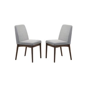Ensemble de 2 chaises de salle à manger rembourrées en tissu gris de couleur marron - Product Image 1
