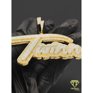 Custom <b>Twins</b> Pendant Moissanite Diamond Iced Out Hip Hop Necklace Lightning Bolt Bail Bling Chain Luxury <b>Gift</b> - Product Image 6