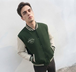 Dernière Collection 2026 : Blouson Teddy Homme avec Manches Crème, Col Rabattu, Fermeture Boutonnée, Style Preppy, Idéal Automne - Product Image 5
