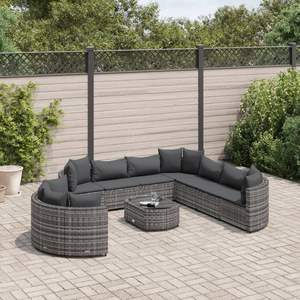 Ensemble de 10 canapés de patio en rotin PE gris, ensemble de jardin 10 pièces - Product Image 1