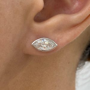 Moissanite 2CT Each Marquise Cut <b>Stud</b> Solitaire <b>Earrings</b> For Unisex 925 <b>Silver</b> for Women's Anniversary Party Jewelry For Partner - Product Image 1
