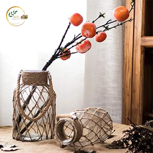 Vase à fleurs décoratif en jute – Porte-fleurs artisanal de style rustique pour la décoration de la maison, du bureau et des tables d'hôtel - Product Image 2