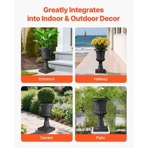 Vasi per Piante in Plastica Nera da 10 Pollici, Confezione da 2, per Interni/Esterni, Vasi Classici per Fiori, Design a Cuneo per Portico Anteriore - Product Image 6