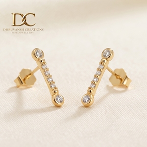 Modernos Pendientes Colgantes de Diamantes Cultivados en Laboratorio con Corte Redondo en Oro Amarillo Sólido de 14 Quilates, Certificados por IGI, Elegantes para Regalo o Uso Diario - Product Image 3