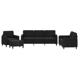 Conjunto de Sofá Rectangular de Terciopelo Negro Moderno para Sala de Estar, Tamaño Promedio - Product Image 2