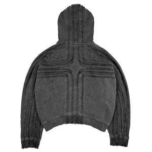 Sweat-shirts à capuche Y2k Patchwork Street Fashion avec fermeture éclair, style hip-hop gothique, ample, délavé à l'acide, sweat-shirts d'extérieur sur mesure, sweat-shirts vintage pour hommes - Product Image 2