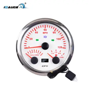 85mm điện đa chức năng trắng faceplate 3in1 GPS Đồng hồ tốc độ MPH Đo Dặm tachometer mức nhiên liệu biển đo xe mét