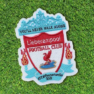 Lieberampool Football Club Iron-On Embroidered Patch Irregular Shape Nonwoven Felt Gift - Product Image 1
