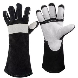 Gants de soudage en cuir de couleur unie, à doigts entiers, ajustement facile, résistants à la chaleur, durables, gants de sécurité pour le travail - Product Image 6