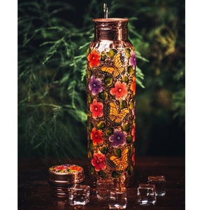 Bouteille d'eau en cuivre à motif floral émaillé, très vendue, portable pour les voyages - Product Image 5
