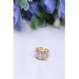 Stylish High Quality Gold Silver Plated Zircon Look <b>Adjustable</b> <b>Ring</b> For Function And Wedding Party Wear Collection For Women - Product Image 1