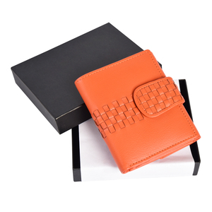 Women Leather Wallet Short <b>Coin</b> <b>Purse</b> Woven Design Snap Button Card Holder Compact Cash Organizer Pocket Clutch Mini Bag - Product Image 2