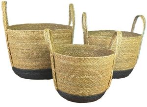 Customizable Hand Woven Segrass <b>Large</b> <b>Storage</b> <b>Basket</b> With Handle 100% Natural Eco-Friendly Product For Home Decor - Product Image 4