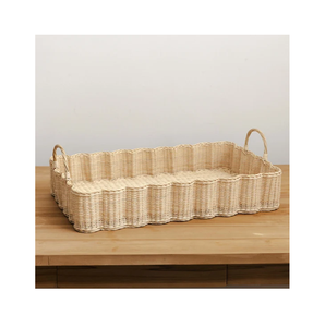 Bandeja de ratán boho de diseño clásico hecha a medida, con forma cuadrada, para servir té, café y agua, con los mejores precios. - Product Image 4