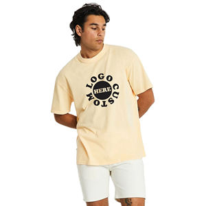 T-shirt personnalisé 2025 surdimensionné à col rond, 230 grammes, tricoté épais, manches courtes, impression numérique en relief, motif graphique simple - Product Image 4