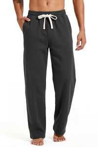 Pantalon de survêtement ample en molleton de coton pour homme, coupe droite, avec cordon de serrage et poches, idéal pour la détente et le sport - Product Image 2