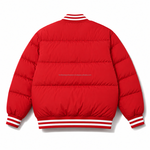 <b>Men</b> <b>White</b> Puffer <b>Jacket</b> Winter Casual Eco-Friendly Worsted Fabric Windproof Cotton Filling Zipper Closure Solid Color Hooded - Product Image 4