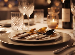 Ensemble de saladiers et cuillères en corne naturelle, sculptés à la main et polis, pour la table, les cadeaux de fête et l'hôtellerie - Product Image 4