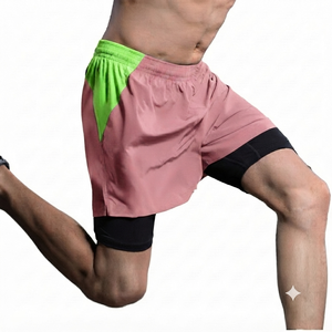 Pantalones Cortos Deportivos de Cintura Alta para Hombre, Color Rosa Polvoriento, a la Moda, Resistentes al Viento, Impermeables, Transpirables, para Gimnasio, Correr, con Bolsillos - Product Image 1