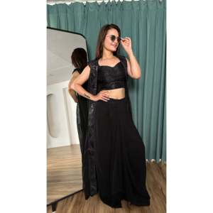 Designer Women's Party Wear Top and Bottom <b>Set</b> with Beautiful Shrug - Product Image 4