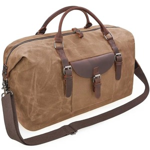 Sac de voyage de luxe en toile cirée et cuir véritable, fermeture éclair, léger, extensible, grande capacité, portable, pliable, en nylon - Product Image 1
