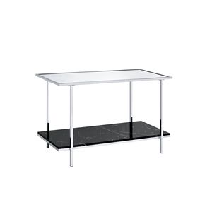 Angwin Faux <b>Marble</b> and Chrome <b>Console</b> <b>Table</b> with Mirrored Finish - Product Image 2
